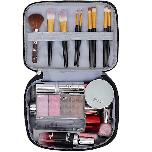 Makeup Taske med Dobbelt Lag - Makeup Organizer - Mørkegrøn