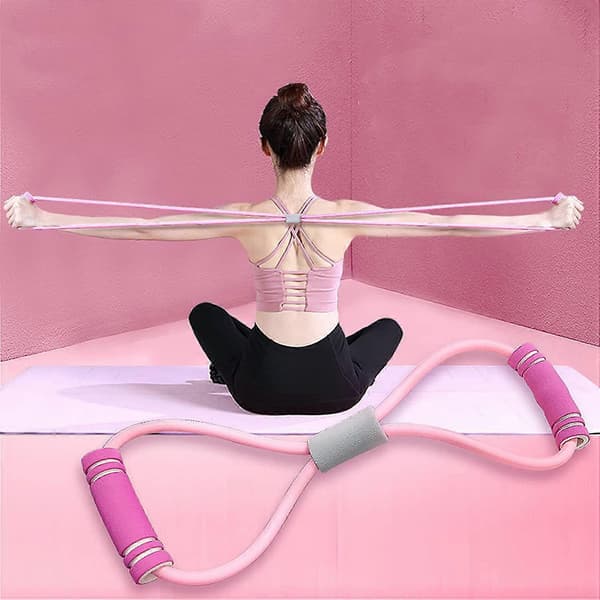 4 Delar 8-Formad Dragrep Bröstexpander Pilates Lyftande Elastiskt Träningsbälte Elasticitetsbälte Stretchrem Yoga Fitnessutrustning