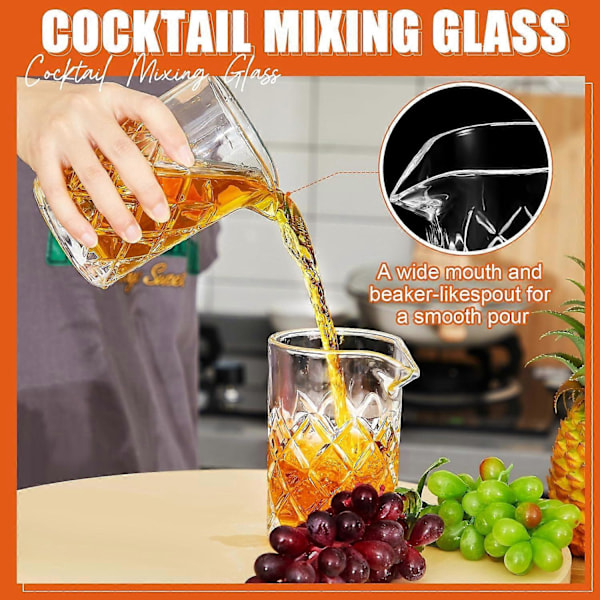 4 stk. Krystal Cocktail Mixing Glas med Tyk Bund og Sømløst Design til Hjemmebartender 50 cl