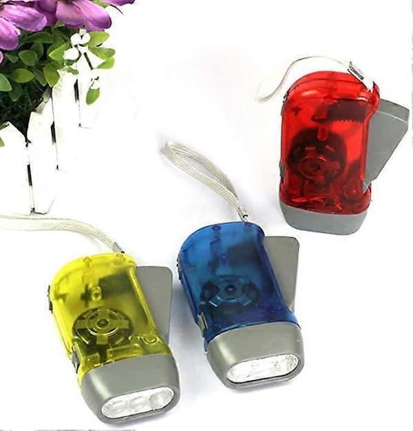 Håndsving 3 LED Dynamo Lommelygte til Rejser, Nødsituationer, Camping, Klatring, Vandring (Blå)