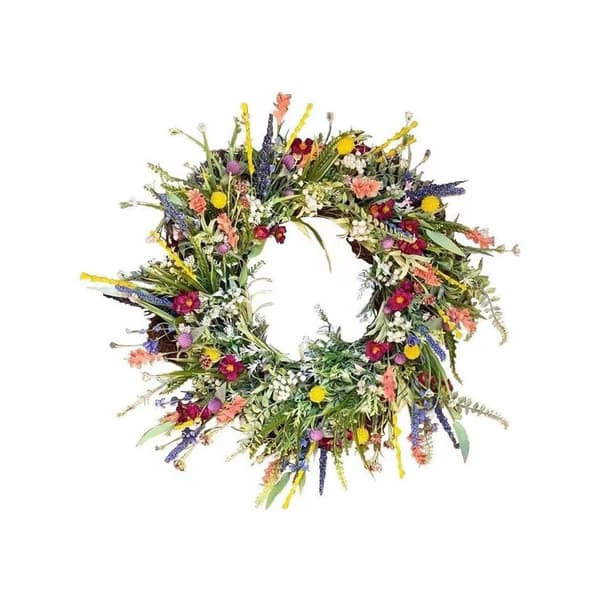 Vårkrans, kunstig villblomstgirlander, dekorativ 40 cm