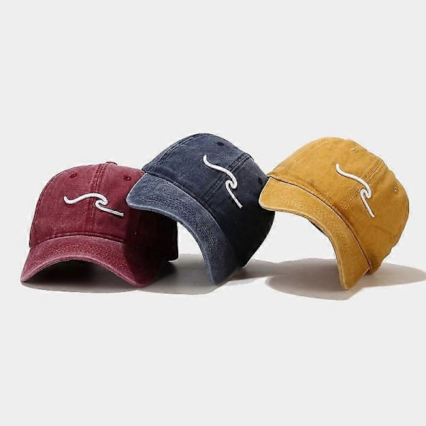 Ny baseballcaps med havbølgemotiv, vasket bomull, justerbar mote-pappa-hatt for kvinner og menn. Den beste Valentinsdagsgaven B