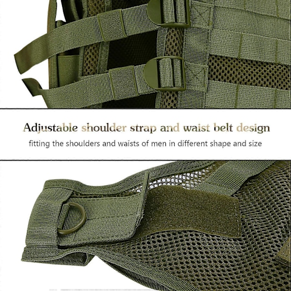 Militær Taktisk Mesh Vest, Kampvest med Bælte til Airsoft CS Spil Militær-grøn