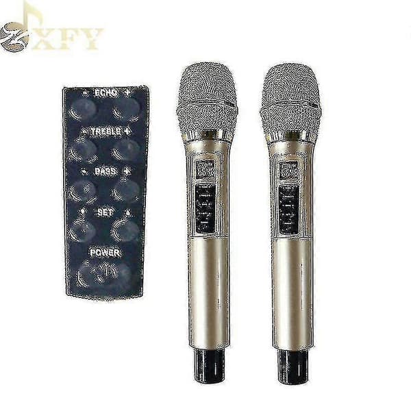 UHF Dubbel Trådlös Mikrofon Med Eko, Bas Och Display UHF Dubbel Mikrofon Xxf