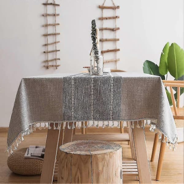 (lysegrå) 90*90 cm vanntett duk broderi burlap lin med dusk