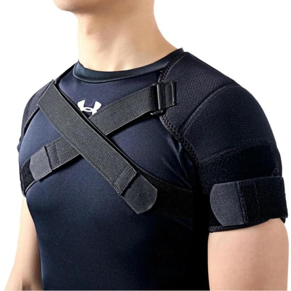 (S) Svart Dubbel Axel Wrap Brace Rotator Cuff Arm Smärtlindring Värmeterapi För Män Och Kvinnor Flexibel Xl