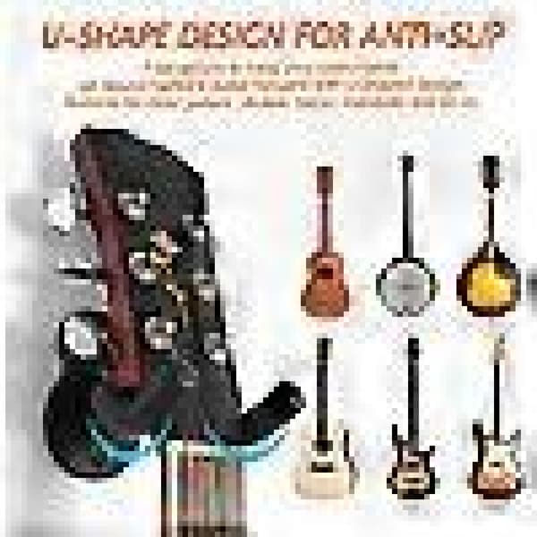 Gitarr Väggfäste 5-pack Väggupphängare, Gitarr, 2-pack Svart och Rosenträ