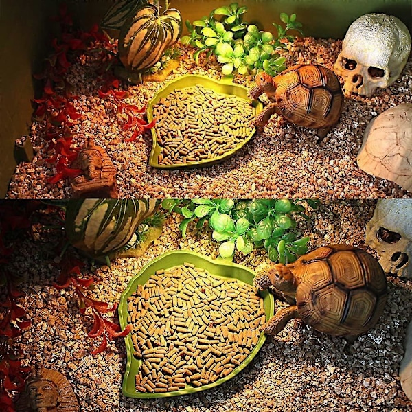 2 stk. Reptil Foderskål, Skildpadde Tilbehør, Blad Reptil Skål Mad, Skildpaddehus Drikkeskål, Reptil Vandskål til Skildpadder, Firben, Hamstere