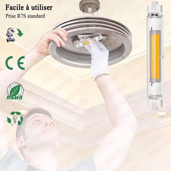 4 stk R7S 118mm LED-pære 30w dimbar, varmhvit 3000k, ingen flimring
