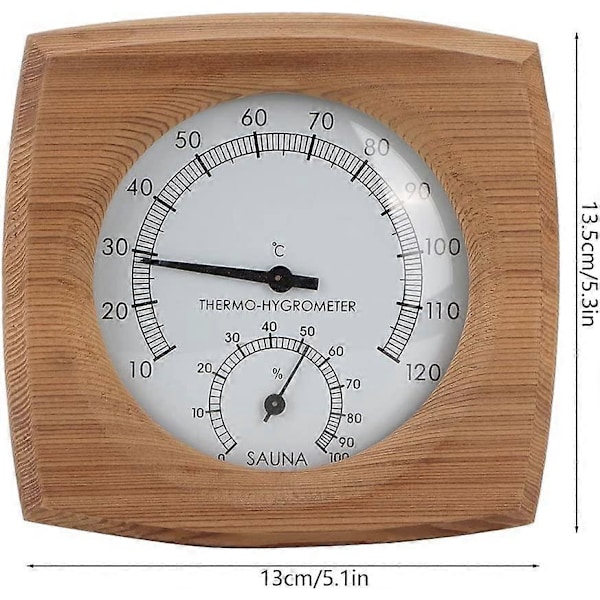 Termometer/Hygrometer, inomhus Trä 2-i-1 för Bastu Bastu Termo-hygrometer Termometer Hygrometer Hamamtillbehör för Basturum