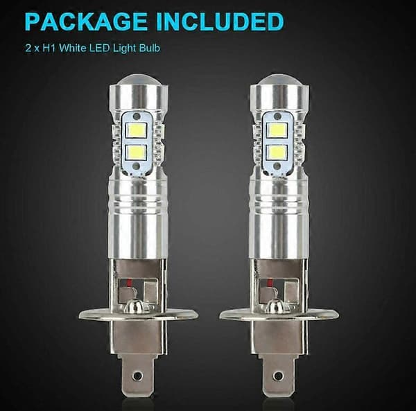Frontlyspærer, 2x H1 6000K Super Hvite 100W LED Frontlyspærer Kit Lav Beam