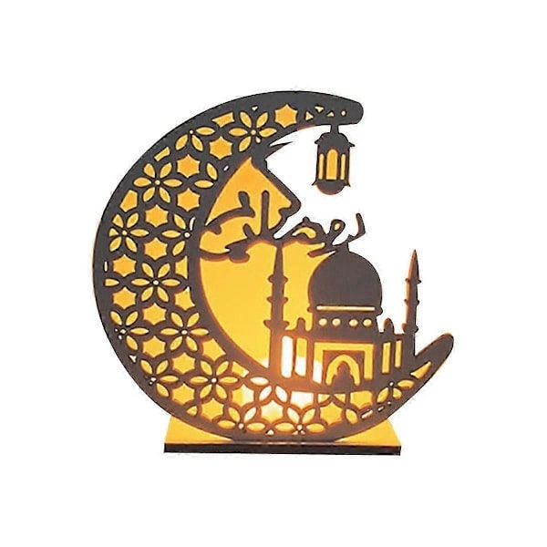 Puinen käsityökoristelamppu Lähi-idän festivaali Eid-koristelamppu Kuu LED-koristelamput, B