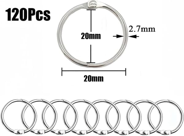 Bokringer, 120 stk ringpermer, 20 mm permringer