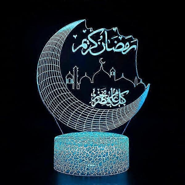 Ramadan Dekor LED Lys Hjem Skrivebordslys Måne Stjerner Fargerik Lampe Islamsk Gave A