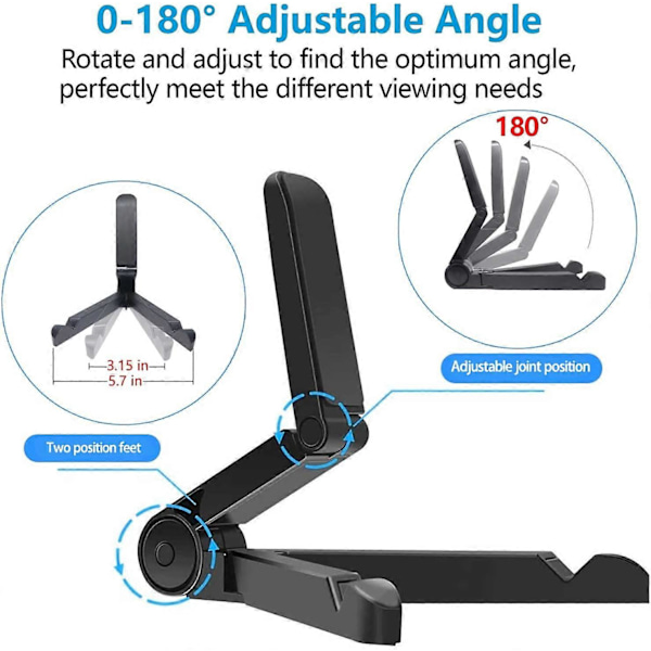 Tablet Stand til Skrivebord, Justerbar Bærbar Tablet Holder til iPad Samsung Galaxy og Kindle Fire Tablets, Telefonholder til Skrivebord til iPhone 13 12 1