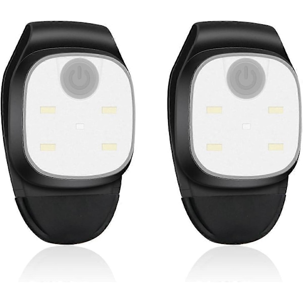 LED Hodelykt Brystlys 2-delt Løpelys med 4 Lysmoduser Sikkerhetslampe med Klips for Utendørs Sport Løping Camping