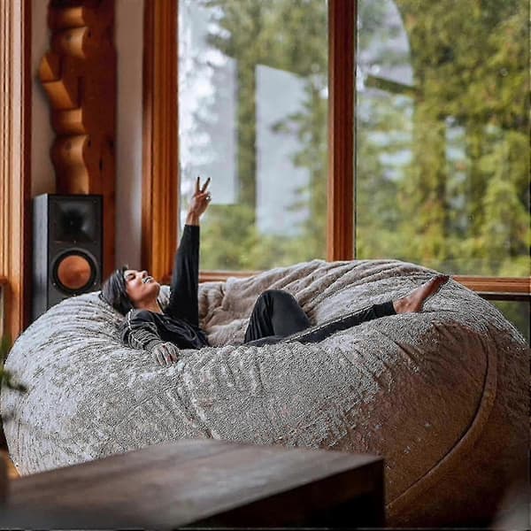 (135 x 65cm-grå) Lazy Soffa Sittsäck Konstgjord Päls Sittsäck (endast sittsäckar)