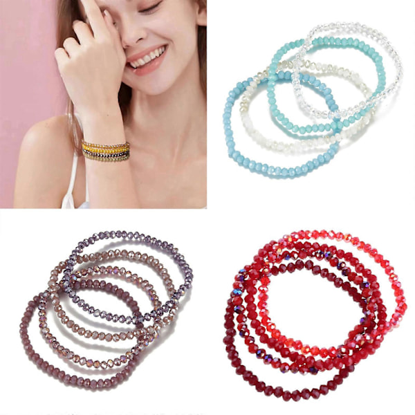 (Lilla) Elegant Perler Elastisk Armbånd Håndreb med Flerfarvede Lag Justerbart Modetilbehør til Daglig Afslappet Brug Lilla