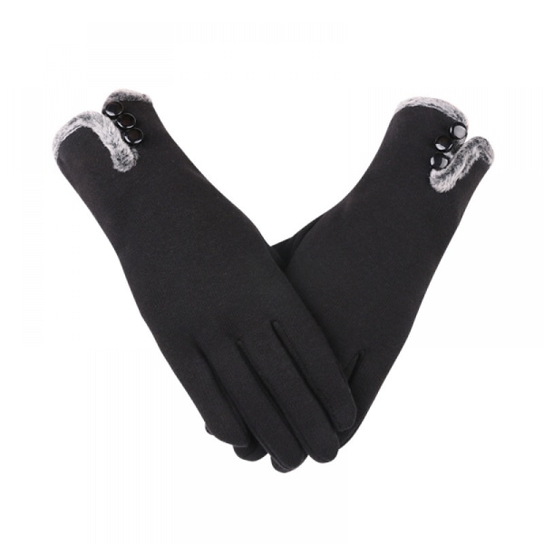 Damhandskar Söt härlig elastisk vintervarm pekskärm en storlek handskar svart