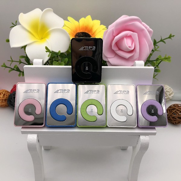 C - Nøgle Spejl Kort Mp3 Studerende Walkman Bærbar Clip Mp3 Musikafspiller Hvid