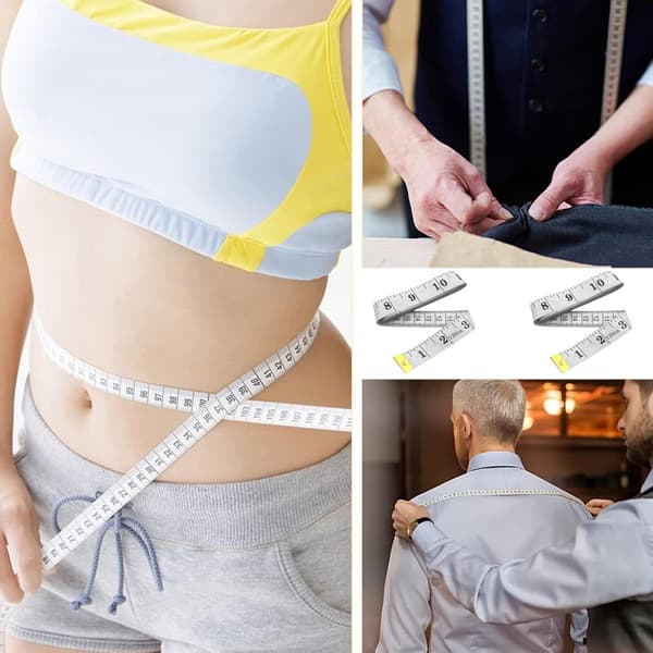Sy Måttband, Kroppsmåttband, Dubbelsidigt Måttband, 3m Vit