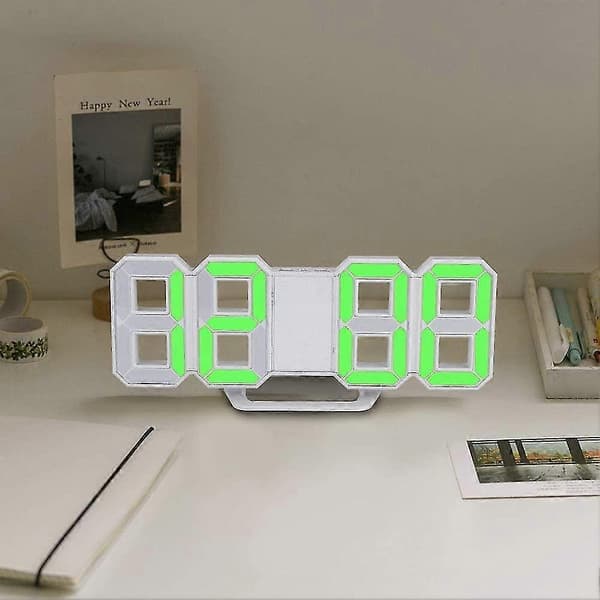 3D LED Digitaalinen Seinäkello, Makuuhuoneen Pöytäkello Herätyskello Digitaalinen Seinäkello, 21,5 x 8,8 cm
