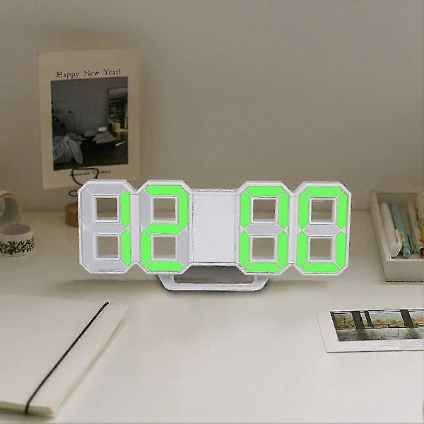 3D LED Digital Veggklokke, Vekkerklokke for Soverom og Skrivebord, 21.5 x 8.8 cm