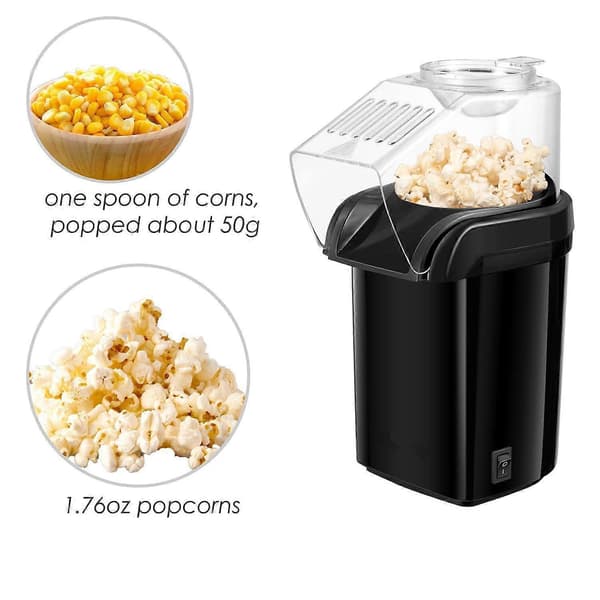 Mini elektrisk popcornmaskine uden olie, fuldautomatisk luft-popcornmaskine til børn