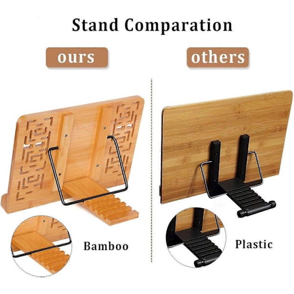 Hopfällbart Lässtöd, Bokställ i Bambu, Justerbart 5-graders Lässtöd, för iPad, Surfplatta, E-läsare, Kokböcker, Encyklopedier och Atlas, 11 x 7,9
