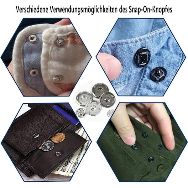 12 sæt 21 mm metal trykknapper til tøj, håndtasker, DIY
