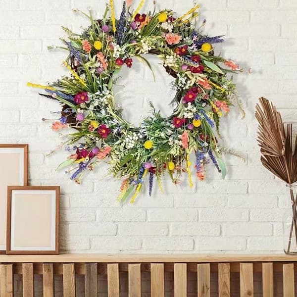 Forårskrans, kunstig vildblomstguirlande, dekorativ 40cm