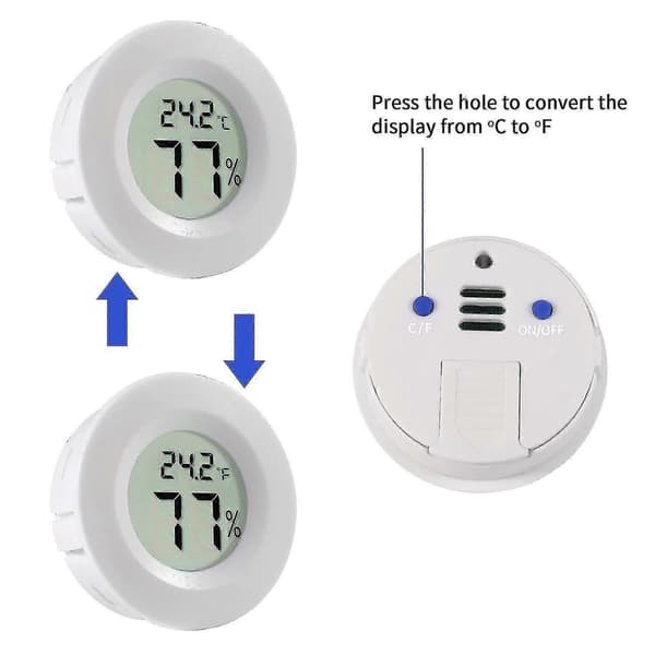 3 st Mini Rund Hygrometer Termometer Digital LCD Monitor Mätare Inomhus Present
