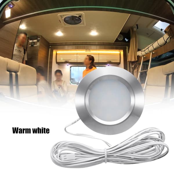 Innfelt 12 LED RV Båt Innfelt Taklampe 12V LED Lys Rund Form Ultra Slim Camper Interiør
