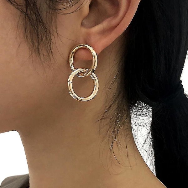 örhängen Double Rings Geometric Irregular Ear Stud