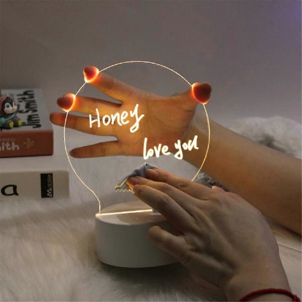 Transparent LED Nattlampe USB Nattlys, Slettbar Skrivebrett Skrivebordsdekorasjon Katt