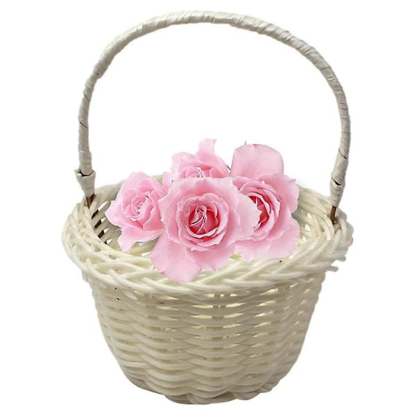 Pakke med 4 Mini Flettede Kurver, Bryllupsblomstkurv, 8x5 cm Kurver for Blomster, Blomsterpikekurver, Flettede Blomster
