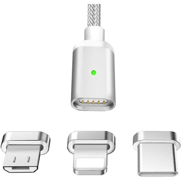 Magnetisk USB C Laddningskabel Typ C Datakabel För Samsung Silber [3-pack 1,5 m]