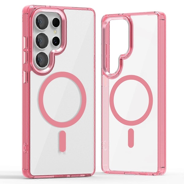 (Rosa) För Samsung Galaxy S25 Ultra Skal Kompatibelt med MagSafe TPU+PC Transparent Mobilskal Rosa