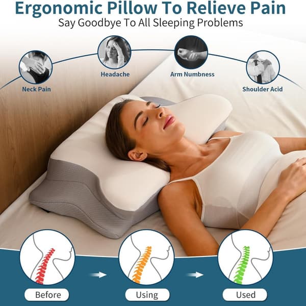 Ortopedisk Kudde, Ergonomisk Nackstödskudde Tillverkad av Memory Foam och Nackkudde för Optimalt Stöd, Kudde För