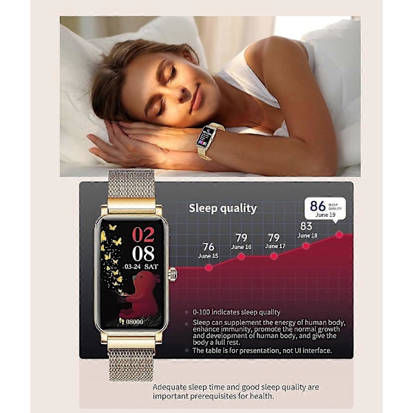 Smartwatch til kvinder - IP68 vandtæt - Kvindeperioderegistrering - SMS-notifikation - Pulsmåler - Android iOS