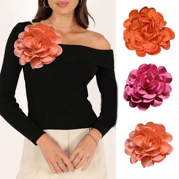 (Grå) Stilfull Lapel Blomma Accessoar Trendig Satäng Blomma Broschnål Kragstift Ornament för Modeentusiaster Grå