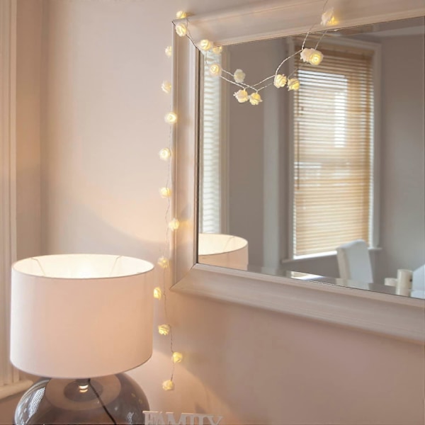 30 Vita Blommor Varmvita LED Inomhus Ljusslinga Nattlampa