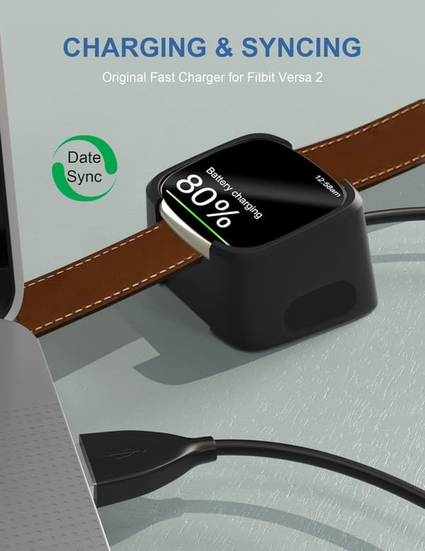 Versa2 opladerkabel (A) $ Gælder for Fitbit Versa 2 smartur oplader Versa2 opladerkabelbeslag opladningsbase