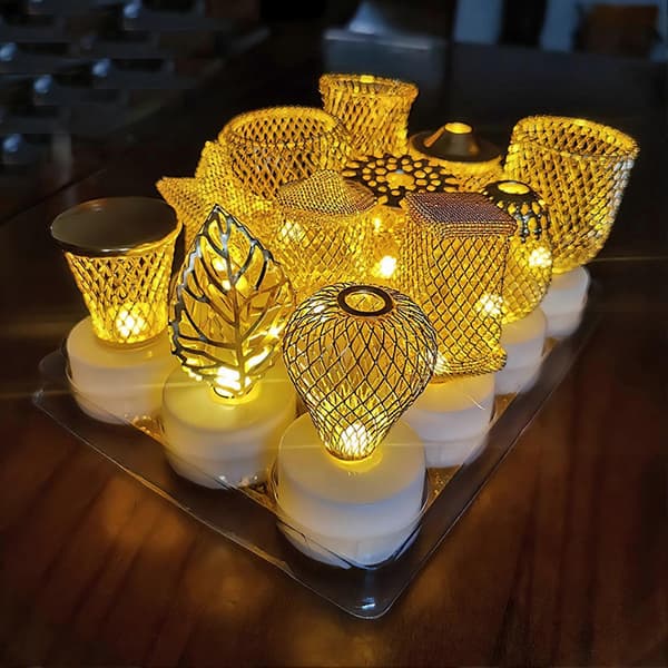 Stjerne Måne Jernkunst Nett Lysestake Lyslampe Rustikk Stil Display Form Ramadan Eid Mubarak Høytidsdekorasjon Qinghai