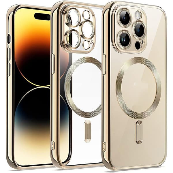 Etui til iPhone 14 Pro 6,1 tommer, fuld kamerabeskyttelse (Guld)