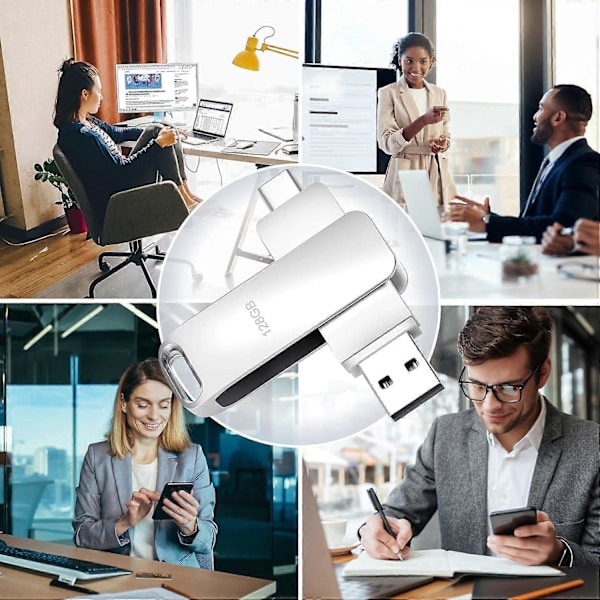 128GB USB-muistitikku 2 kpl Type C -muistitikku 2 in 1 Photostick Metallinen muistitikku USB-muistitikku Kynämuisti 128 Giga PC:lle Kannettavalle tietokoneelle Autolle TV:lle Tabletille Type