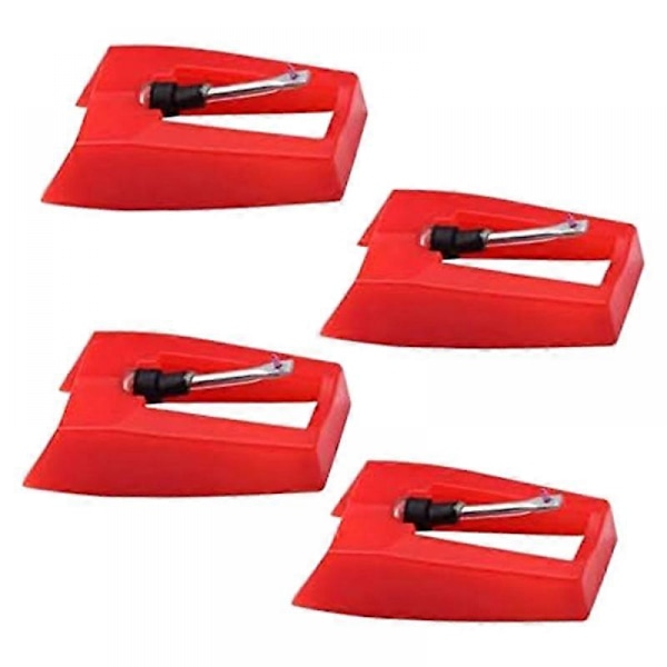 4-pak Ruby pladespillernål, pladespiller stylus erstatning, grammofon vinyl pladespiller stylus