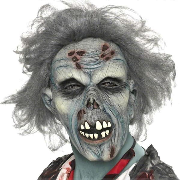 Rådden zombie maske, Dækker hovedet, latex One Size