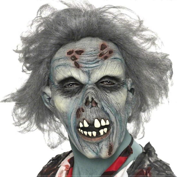 Råtten zombie-maske, Hode-dekkende, latex One Size