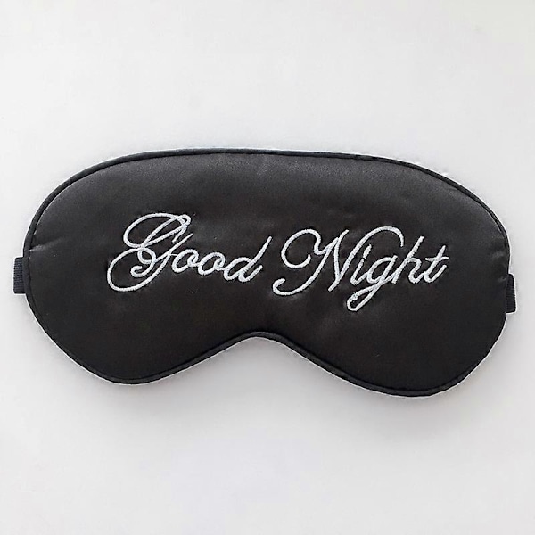 (Svart) 1 st sömnmask i siden ögonmask lätt justerbar nattmask satin ögonbindel med 2 förvaringspåsar för kvinnor män